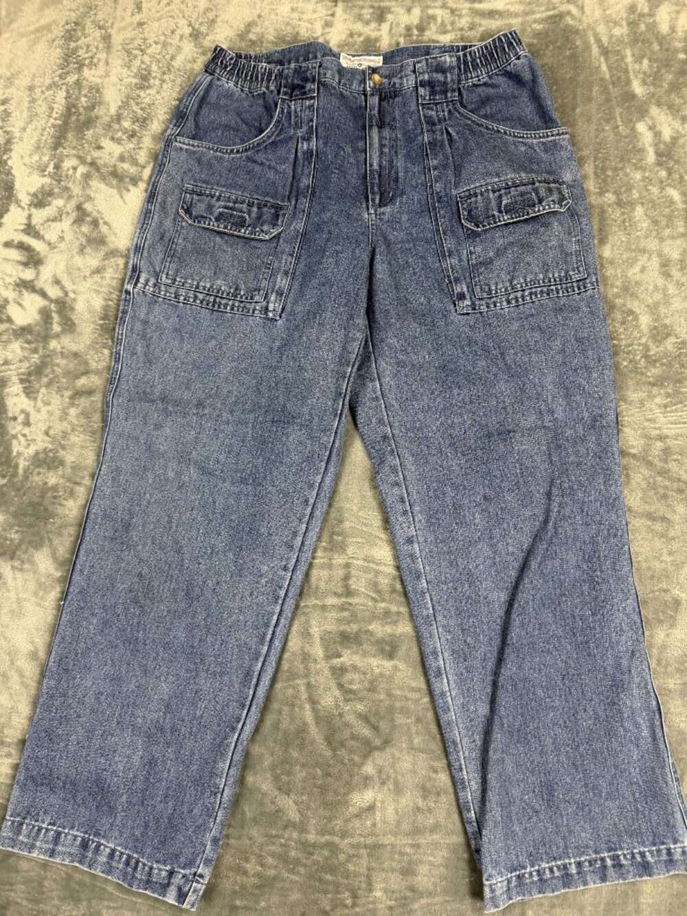 Boca Classics Mens Relaxed Fit Denim Cargo Pants 36x30 Blue